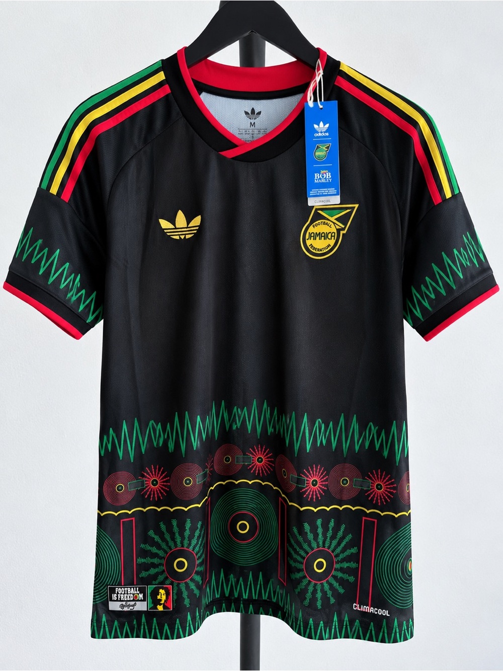 adidas Jamaica Bob Marley Jersey Men M NWT Reggae Boyz Black